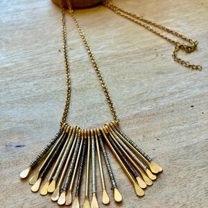 Exquisite Gold Necklace with Silver Fringe necklace